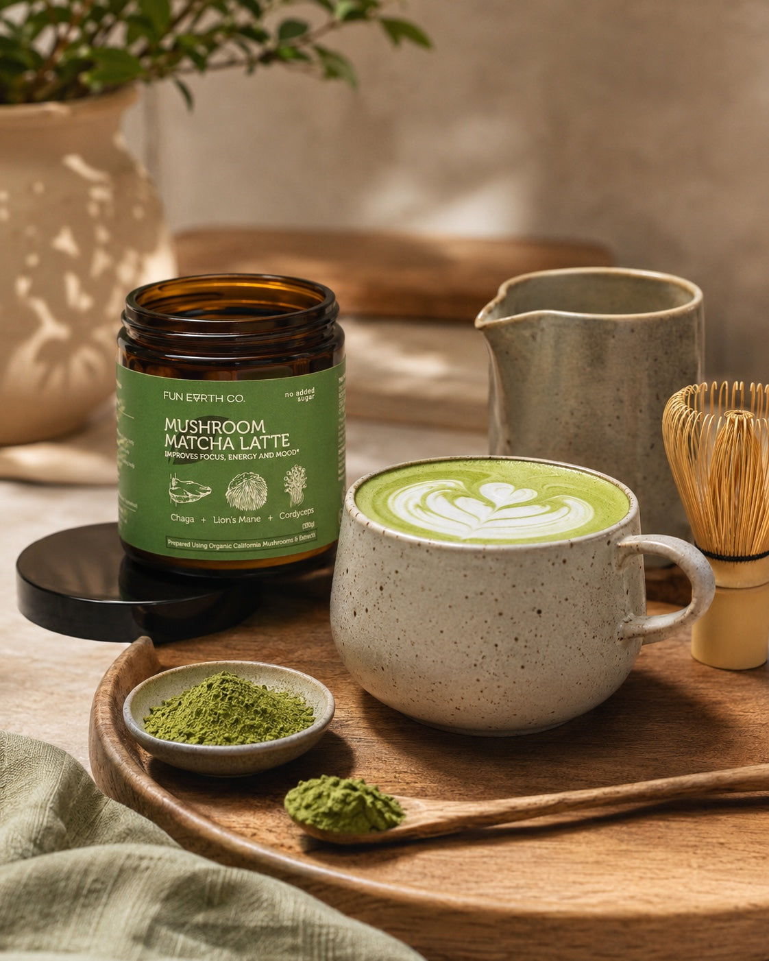 Prepared Mushroom Matcha Latte drink