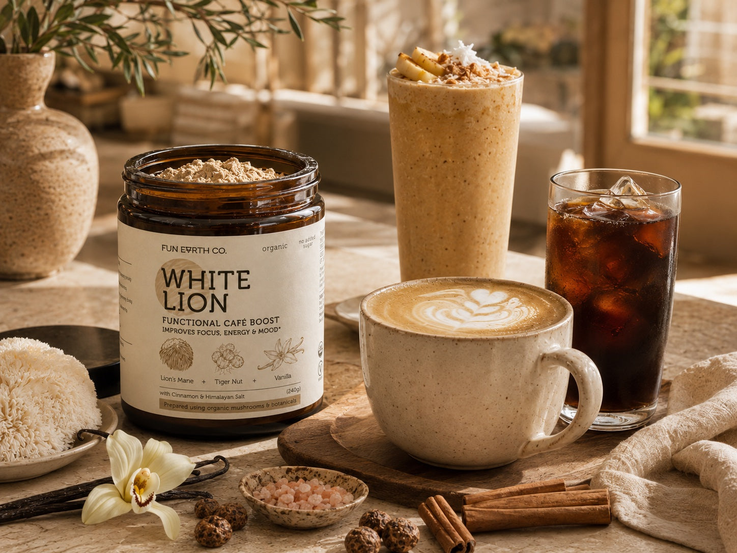 Fun Earth White Lion vanilla mushroom café add-on